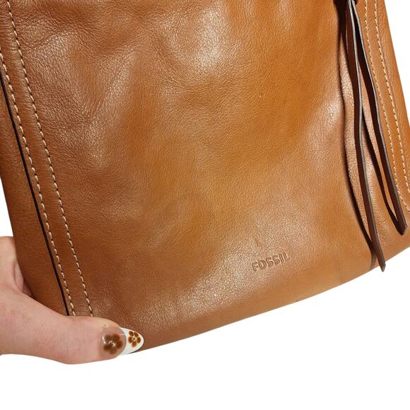 Fossil vintage camel tan brown leather crossbody bag small Minimalist - Picture 4 of 7